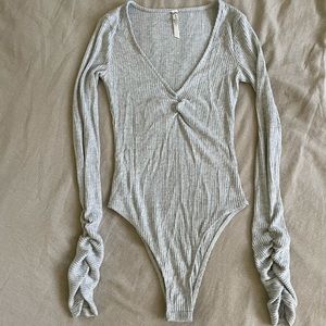 Free People Cozy Up With Me Bodysuit in Pebble
